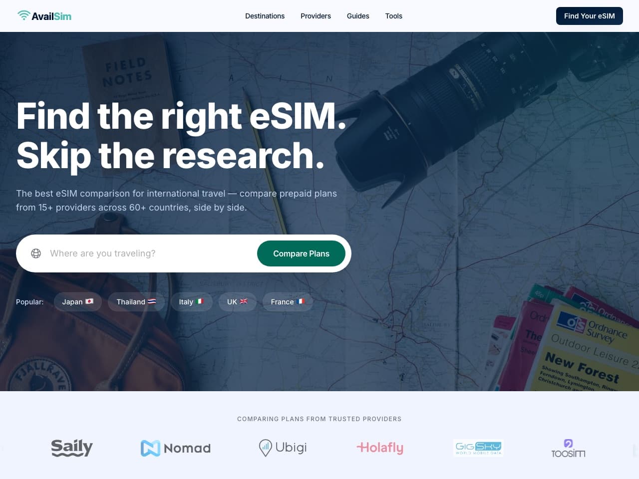 AvailSim homepage — live production site