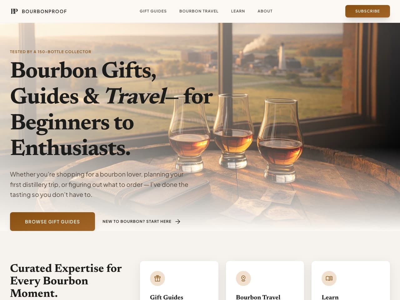 BourbonProof homepage — live production site